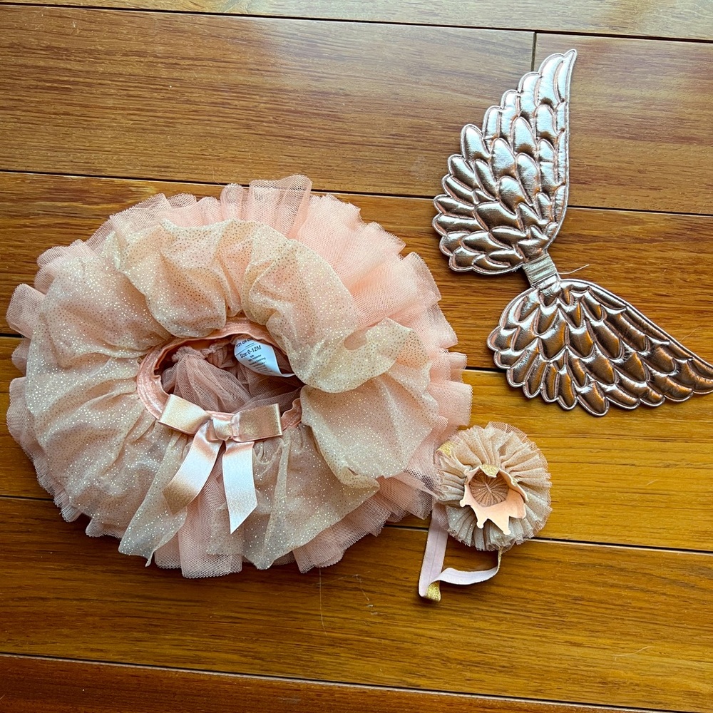 Elly & Emmy 0-12 Months Tutu Baby Girls 3-pc. Baby Gift Set Rose Gold Wings New